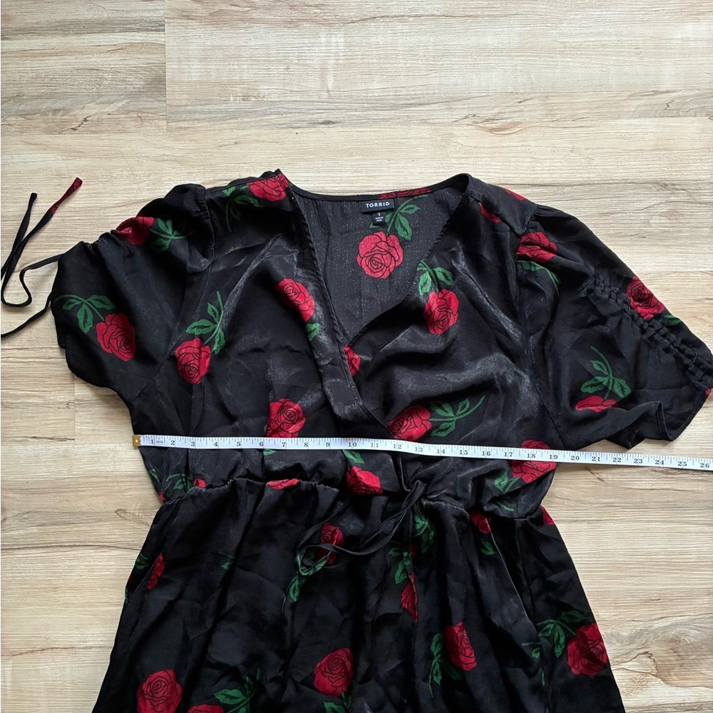 Torrid Rose Floral Midi Brushed Charmeuse Wrap Dress - Picture 10 of 15